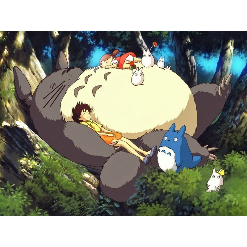 Bộ Tranh Đính Đá Tự Làm Họa Tiết Totoro 40x30cm Trang Trí Nội Thất