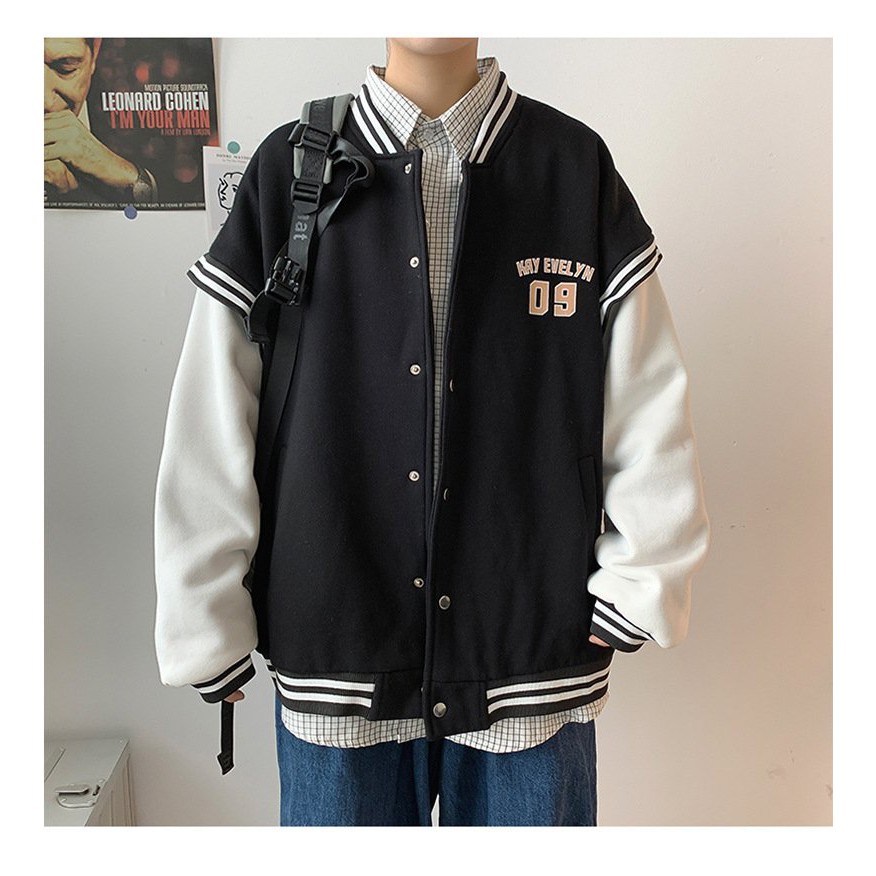 ÁO KHOÁC BOMBER PHỐI TAY TRẮNG 09 TRẺ TRUNG HÀN QUỐC