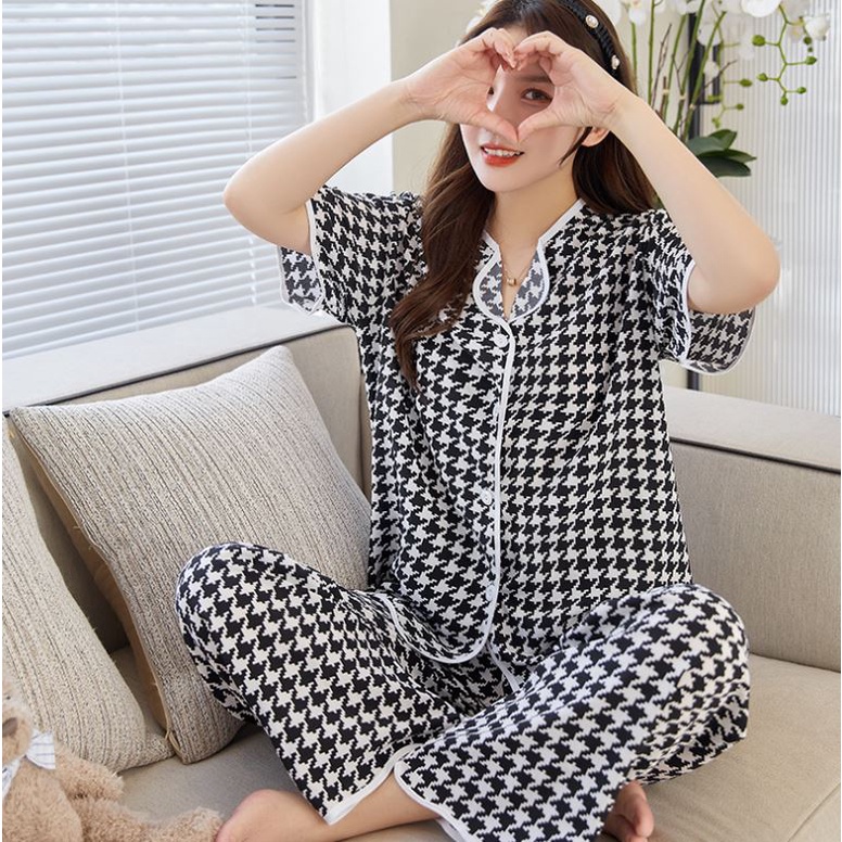 Đồ bộ pijama lụa cao cấp, đồ ngủ dễ thương mặc nhà sang trọng mềm mịn, thấm hút mồ hôi