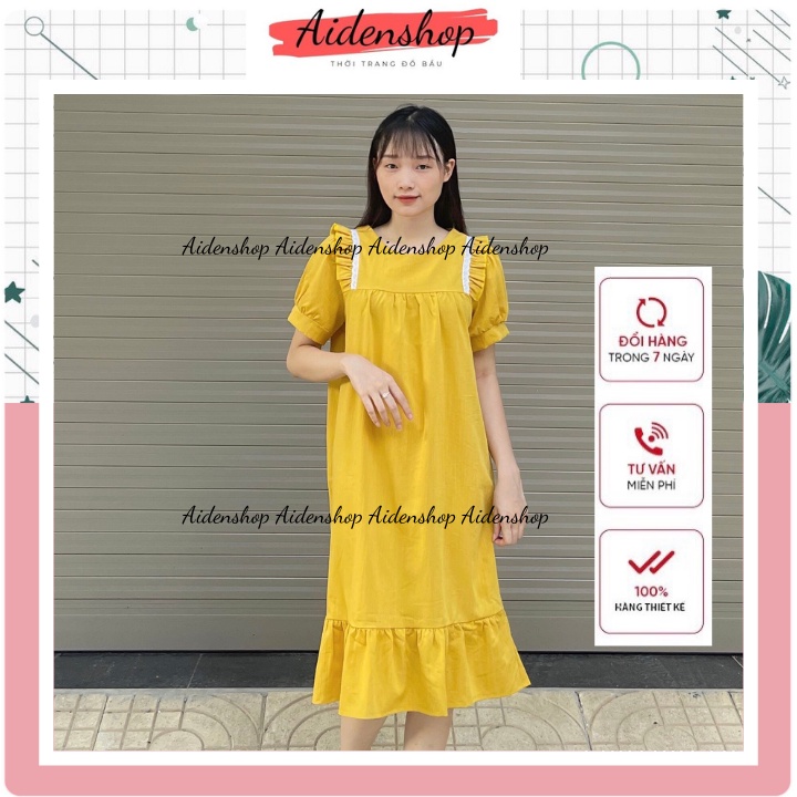 Váy bầu công sở thiết kế Aidenshop Đầm bầu thời trang dài mùa hè
