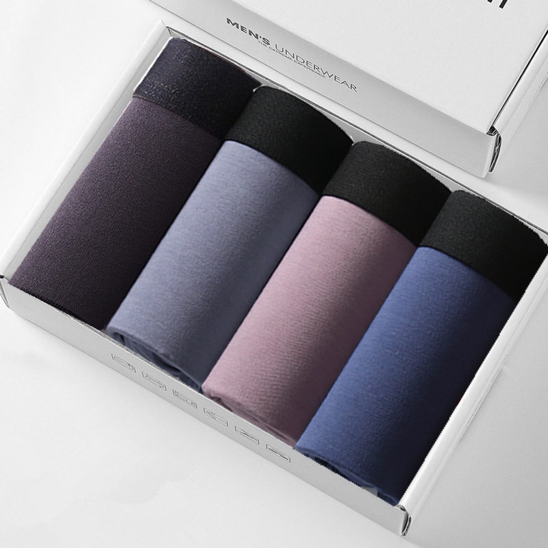 Bộ 4 Quần Lót Boxer Vải Cotton Thiết Kế Cá Tính Cho Nam