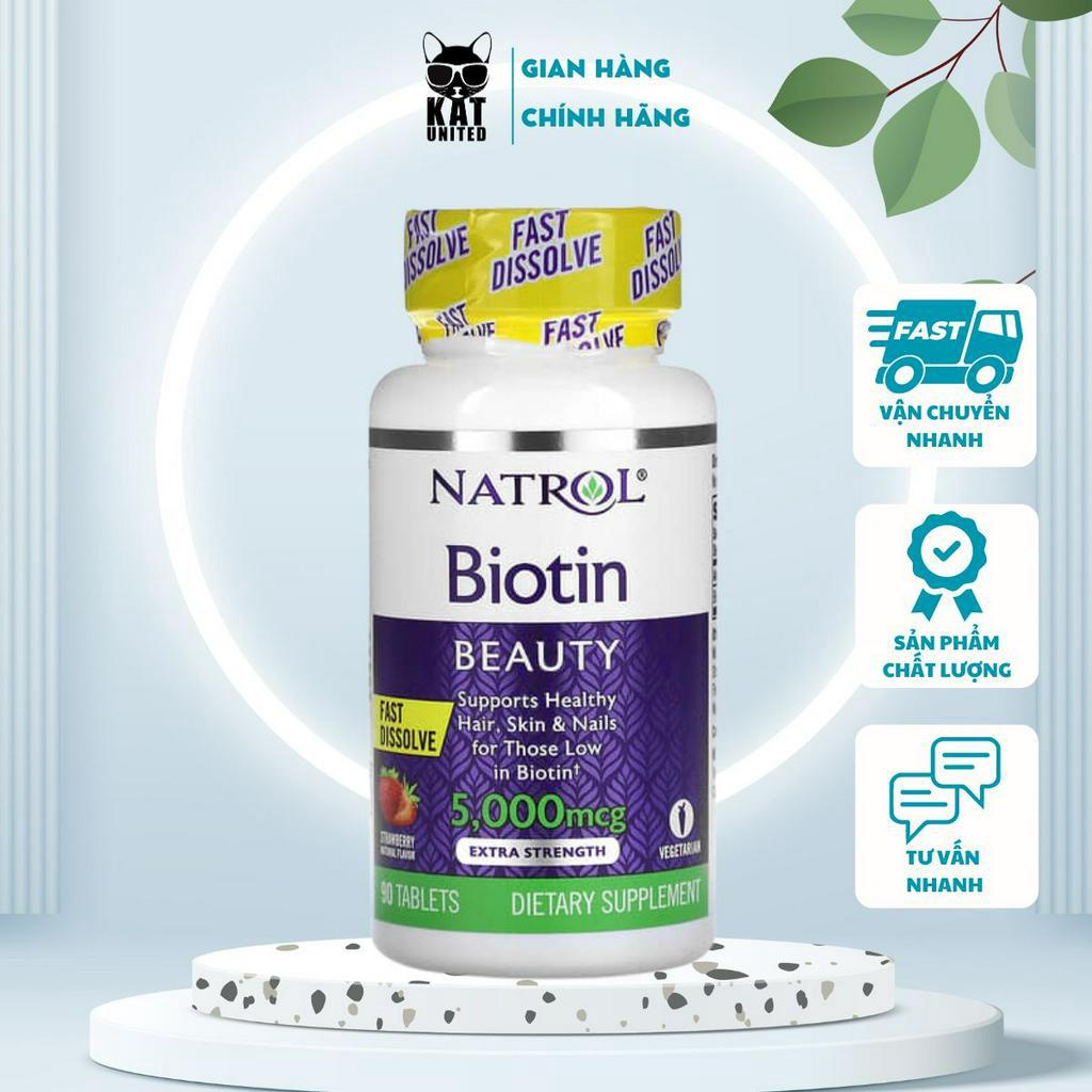 Viên Uống Mọc Tóc Natrol Biotin Bổ Sung Vitamin Chống Rụng Tóc Trẻ Hóa Làn Da Tăng Cường Sức Khỏe 5000mcg