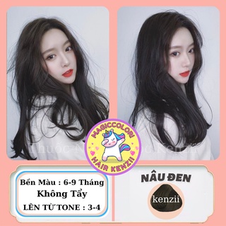 Thuốc Nhuộm Tóc Nâu Đen Tặng Oxy Trợ Nhuộm Găng Tay Mũ Chùm Kenzii Lên Từ Nền Đen