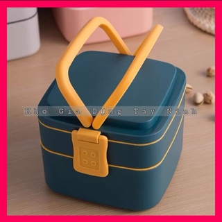 Hộp cơm giữ nhiệt 1100ml 2 tầng cặp lồng có quai sách