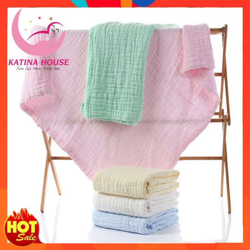 Khăn tắm cho bé vải xô 6 lớp dày dặn mềm mại, thấm hút nước tốt, KT 1.05x1.05m