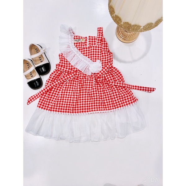 Sét chân váy cho bé, sét váy tiểu thư áo đũi viền mix chân váy xếp ly có lót quần cho bé