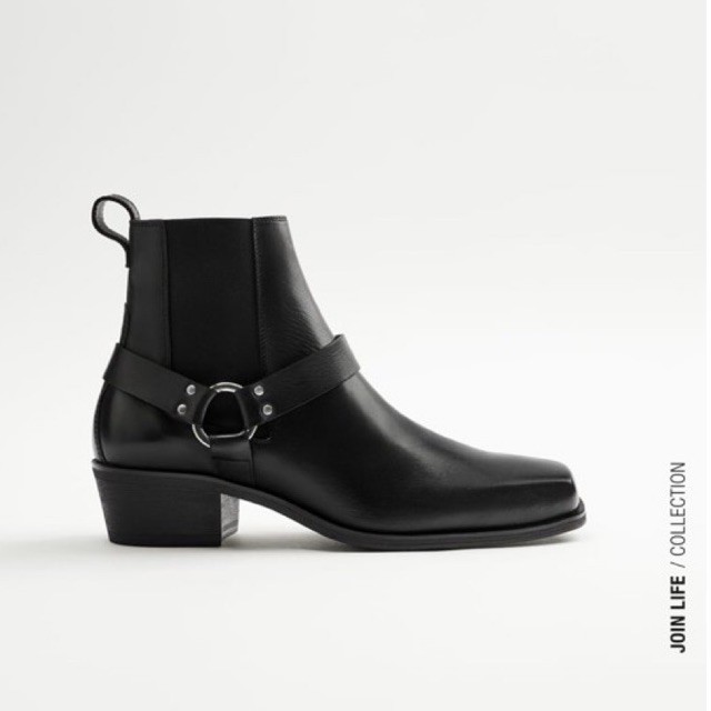Giày Harness boots Zara authentic BUCKLED LEATHER