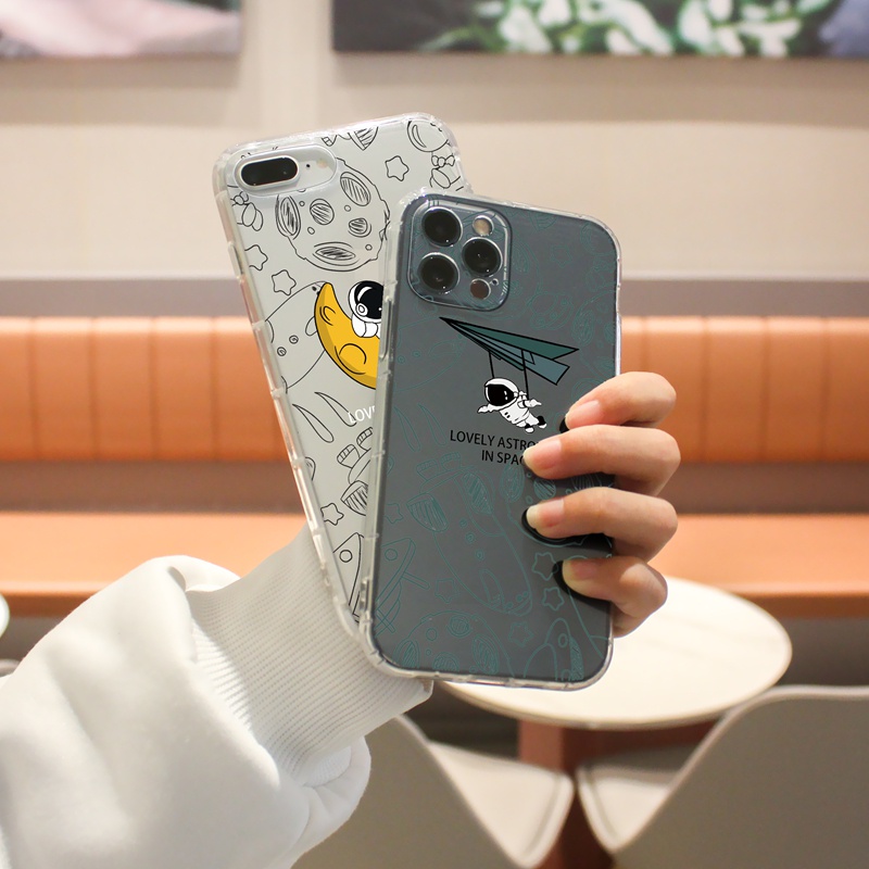 Ốp lưng iphone Ốp điện thoại Suntaiho bằng TPU trong suốt in hình phi hành gia cho IPhone 13 12 11 Pro Max X Xs Max XR 8 7 6 6S Plus