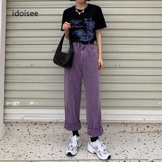 Quần Jeans Nữ Dài Lưng Cao Ống Rộng Thời Trang