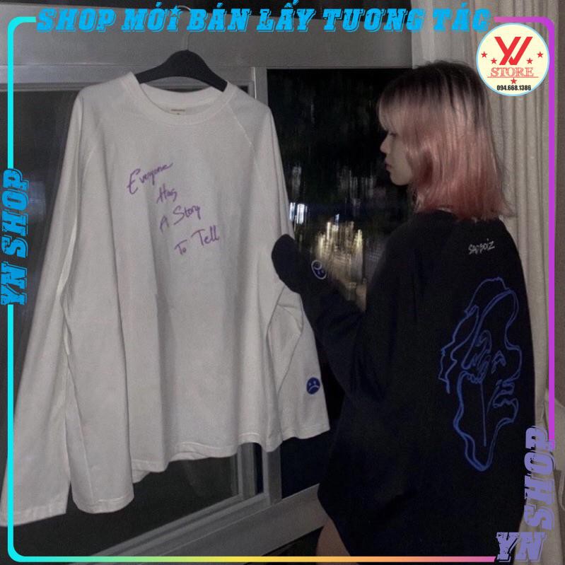 Áo thun tay dài form rộng unisex in hai mặt sadboiz  - có logo THÊU TAY  mặt buồn chất cotton dày