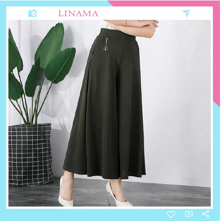 Quần ống rộng nữ lưng thun cao cấp làm thon gọn vòng eo cho chị em LN03