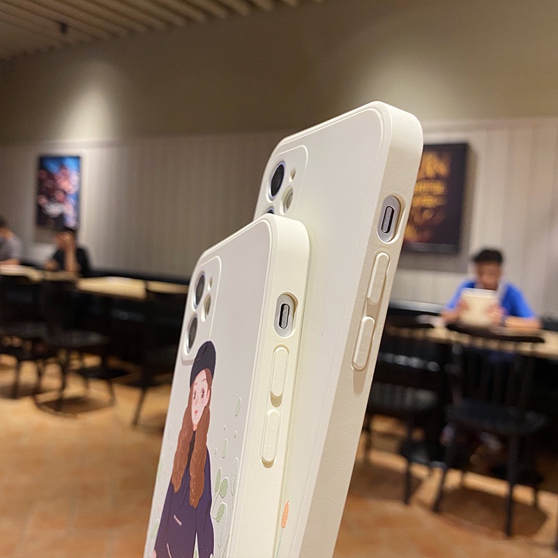 Ốp lưng iphone Cô gái cạnh vuông dẻo ốp đt 6 7 8 plus x xsm 11 12 13 pro max e220