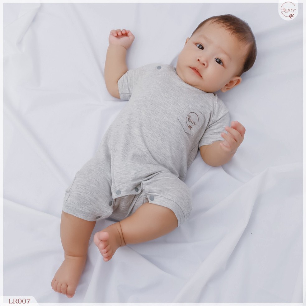 Bodysuit cộc tay ngắn tay cho trẻ sơ sinh cài lệch nhiều màu chất liệu vải sợi tre Nhà Luxry