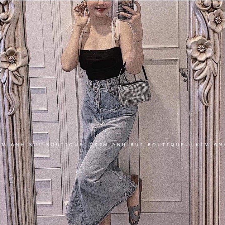 Áo hai dây thắt nơ vai tiểu thư dáng ôm siêu xinh, Áo kiểu nữ 2 dây phối nơ tơ lụa chất cotton zip đẹp giá rẻ | BigBuy360 - bigbuy360.vn