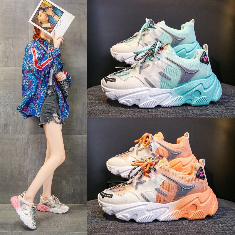 Giày thể thao IELGY màu sắc gradient thoáng khí thời trang cho nữ