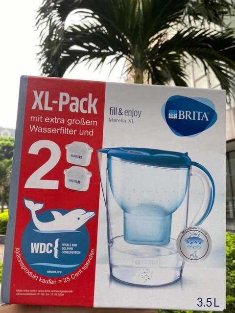 BÌNH LỌC NƯỚC BRITA MARELLA XL 3,5L KÈM 2 LÕI  LỌC