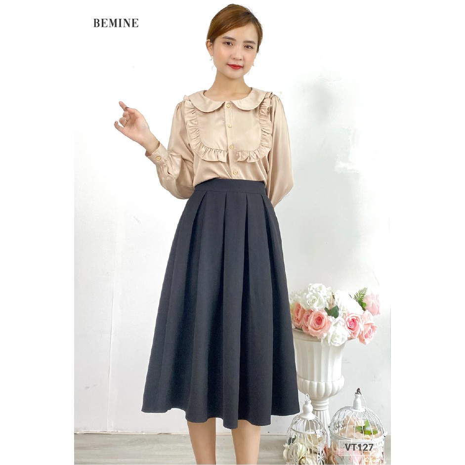 Chân váy dài xếp ly đều BEMINE VT127DEN | BigBuy360 - bigbuy360.vn