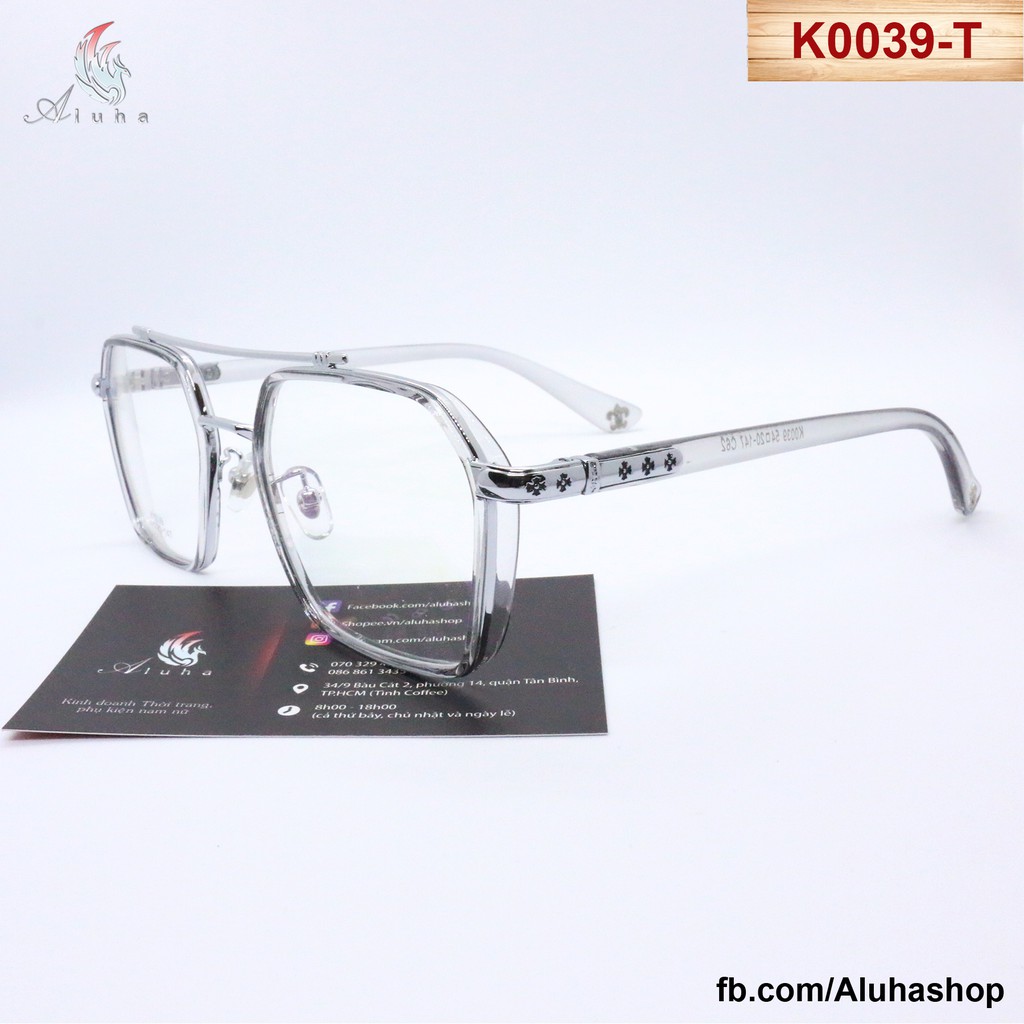 Gọng kính Unisex hot trend khung kim loại + nhựa TR90 cao cấp họa tiết hoa Iris Chrome Heart - K0039 - Aluha