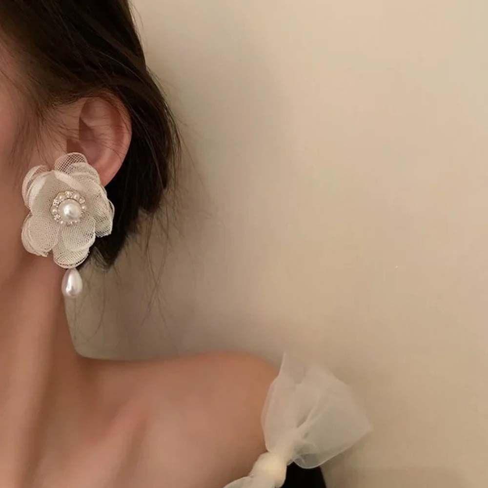 JARRED Bông Tai Tua Rua Dáng Dài Họa Tiết Hình Học Phối Ren Hoa Xinh Xắn Thời Trang Cho Nữ