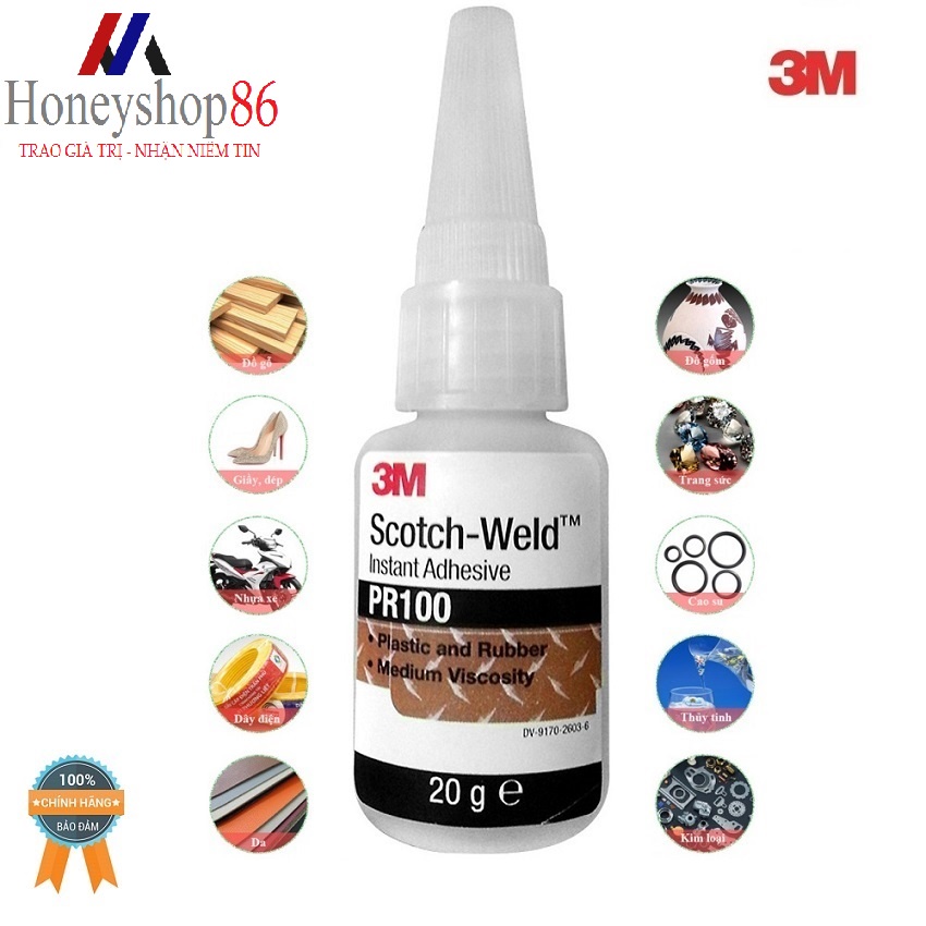 Keo Siêu Dính 3M PR100 Scotch-Weld Plastic & Rubber Instant Adhesive 20g HONEYSHOP86