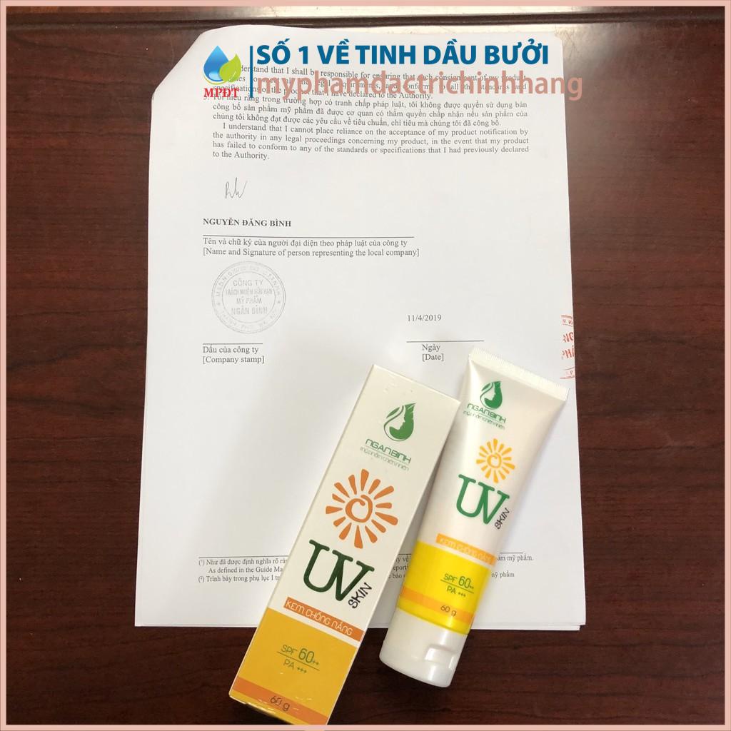 Kem Chống Nắng UV Skin SPF 60+++ Ngân Bình chống tia uv, tia cức tím, trang điểm . mới HÀNG MỚI chính hãng