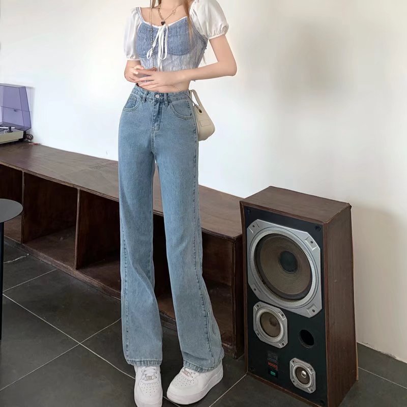 Quần Jeans Nữ Lưng Cao Ống Rộng Thời Trang Hàn Quốc