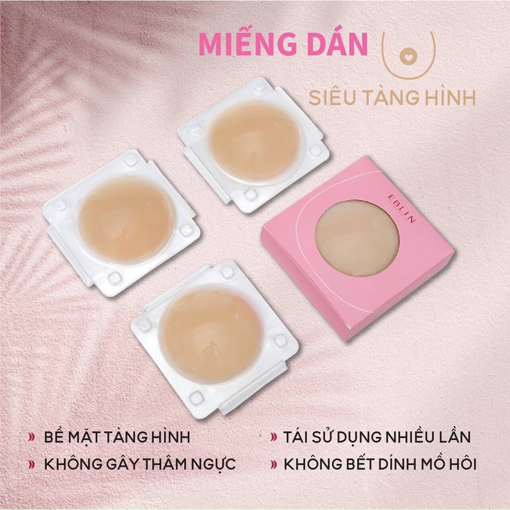 Miếng Dán Ngực Silicon - Hộp 6 Miếng Dán Ngực Tự Thân EBLIN, Siêu Dính AMYBRA D539