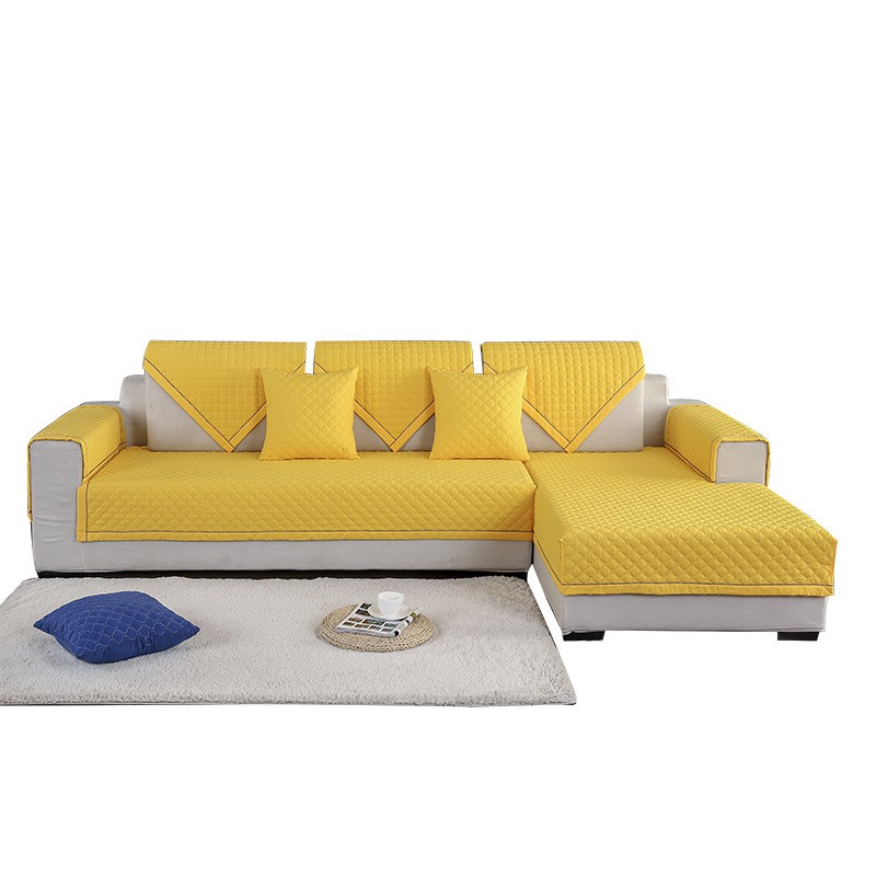 (Hàng Mới Về) Tấm Phủ Ghế Sofa Màu Trơn Chống Trượt Bằng Cotton Có Thể Giặt Được Phong Cách Hiện Đại