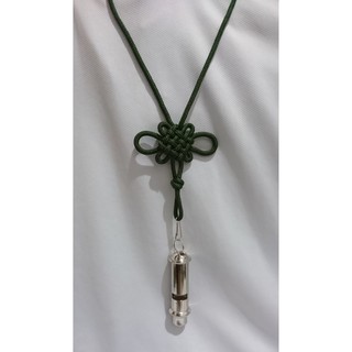 Còi Morse inox - đầu tròn - tặng kèm dây đeo còi thắt hoa 8 cánh