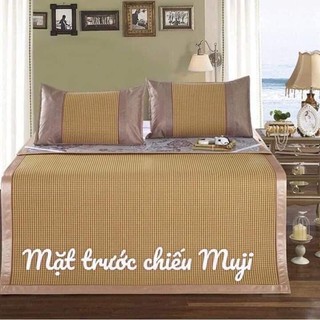 Chiếu mây điều hòa Muji cao cấp 2 mặt mây lụa kèm 2 gối