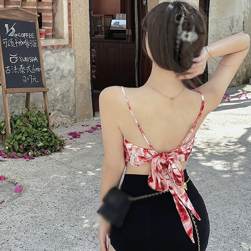 Áo Hai Dây Hở Lưng In Họa Tiết Xinh Xắn Dành Cho Nữ