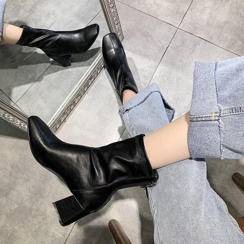 Boot da nữ cổ ngắn đế cao 6p lót lông mịn, 3 màu (ảnh thật - hàng order) | BigBuy360 - bigbuy360.vn