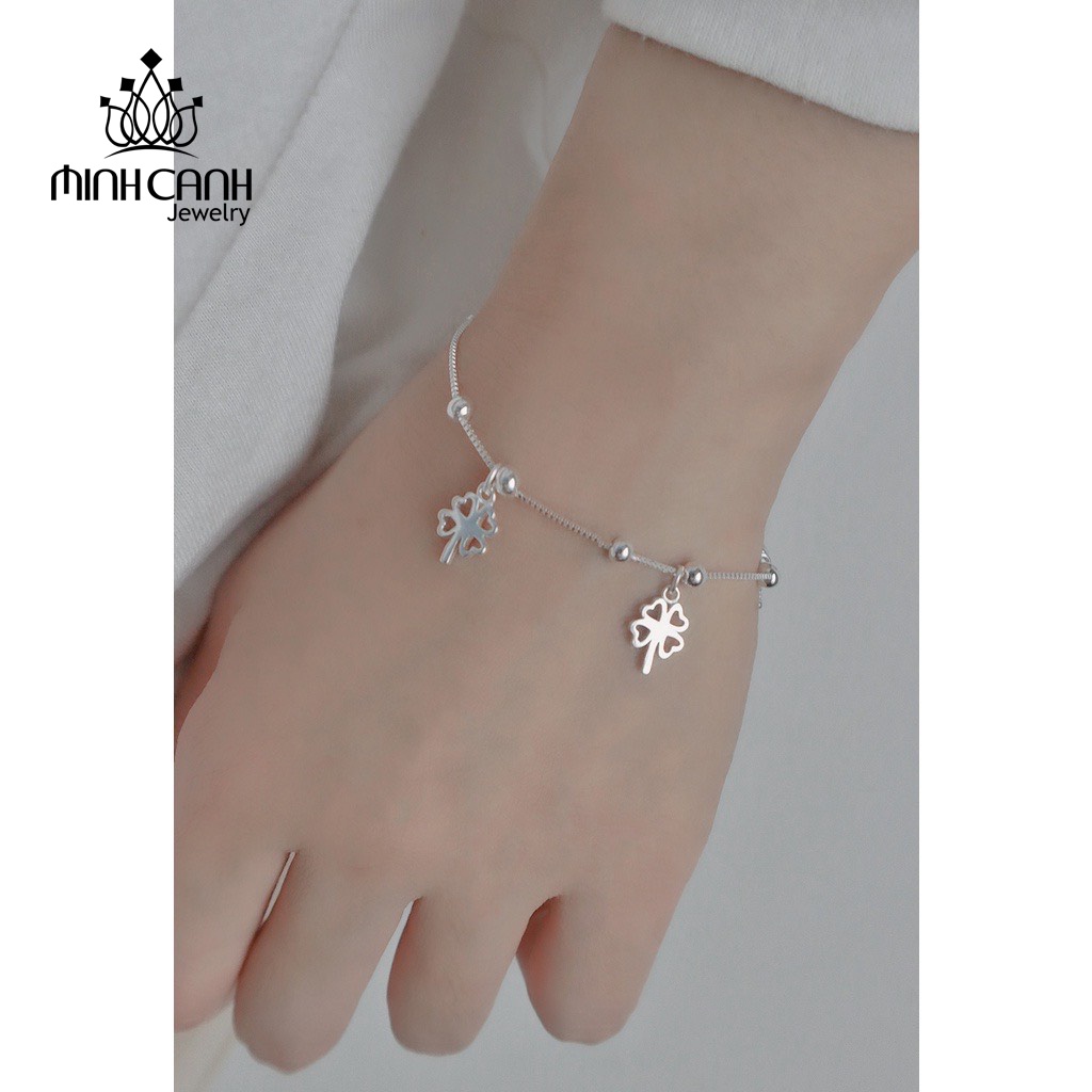 Lắc Tay Cỏ 4 Lá Dây Mảnh Bạc Ý S925 Minh Canh Jewelry