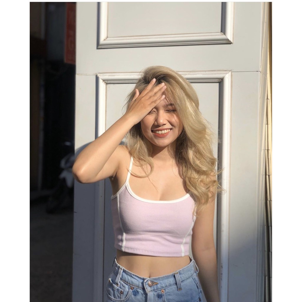 ÁO 2 DÂY SỌC VIỀN CHẤT LEN TĂM CROPTOP ULZZANG NHIỀU MÀU
