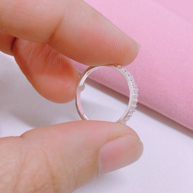 Nhẫn bạc nữ 2 hàng đá thân dày dăn có video - nhẫn bibi silver