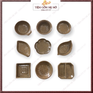 Đĩa gia vị chén chấm bát mắm muối men nâu gốm phong cách Nhật Bản gốm sứ Bát Tràng
