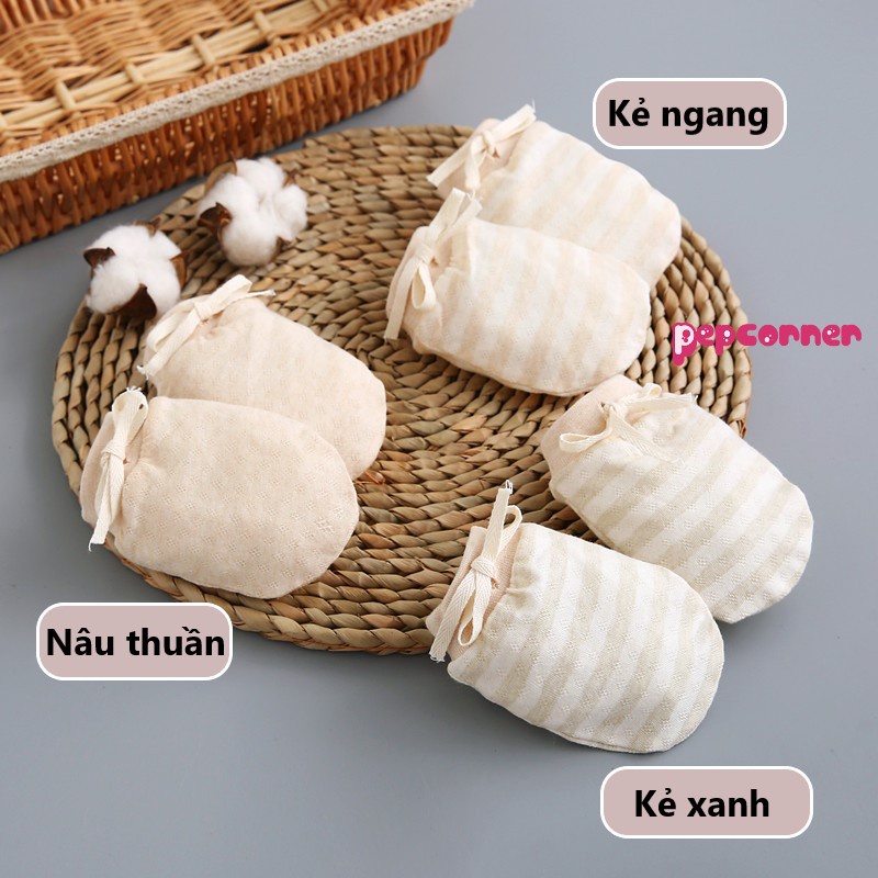 Bao tay organic cotton mềm mịn cho bé sơ sinh có thể điều chỉnh rộng chật co giãn tốt