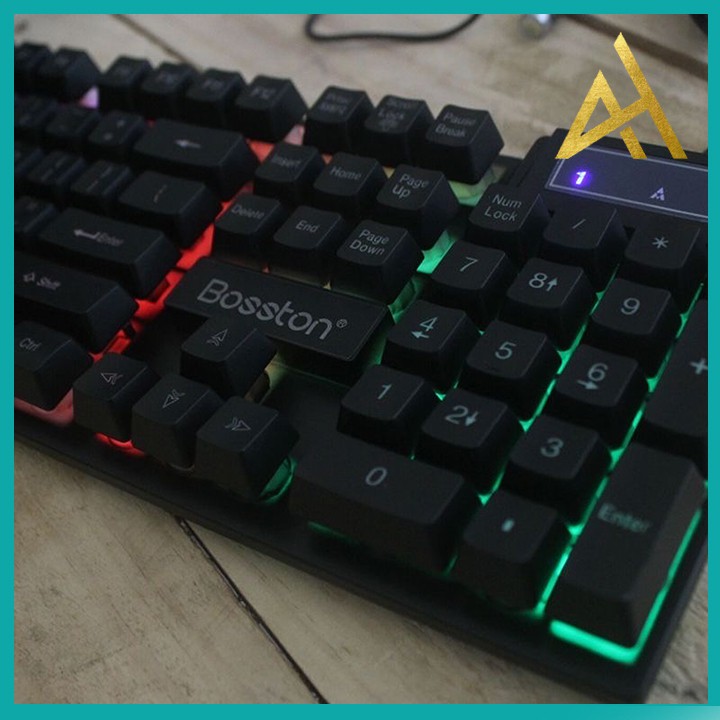 Bàn Phím Máy Tính Gaming Keycap Xuyên Led BOSSTON K803 Bàn Phím Giả Cơ Laptop Có Dây Keyboard Chơi Game