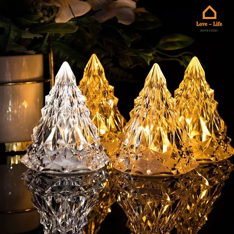 Cây Thông Giáng Sinh Mini Bằng Pha Lê Acrylic Phát Sáng Nhiều Màu Lãng Mạn Dùng Trang Trí