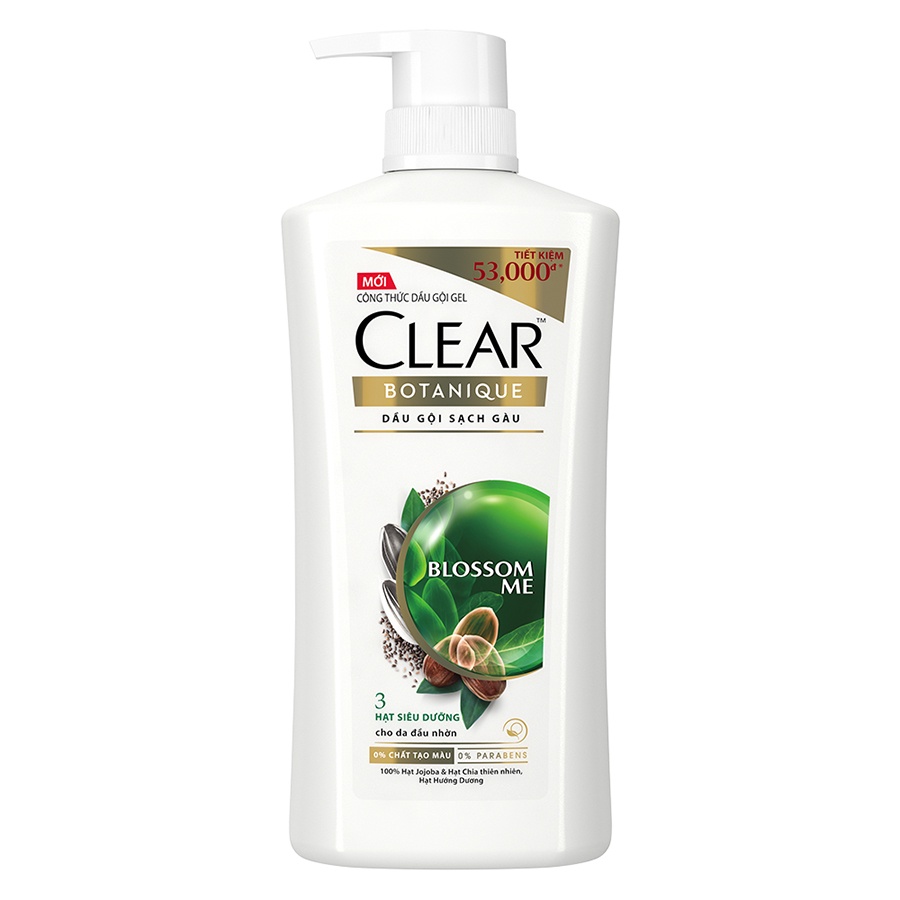 Dầu gội Botanique 3 hạt siêu dưỡng Clear (Chai 630g)