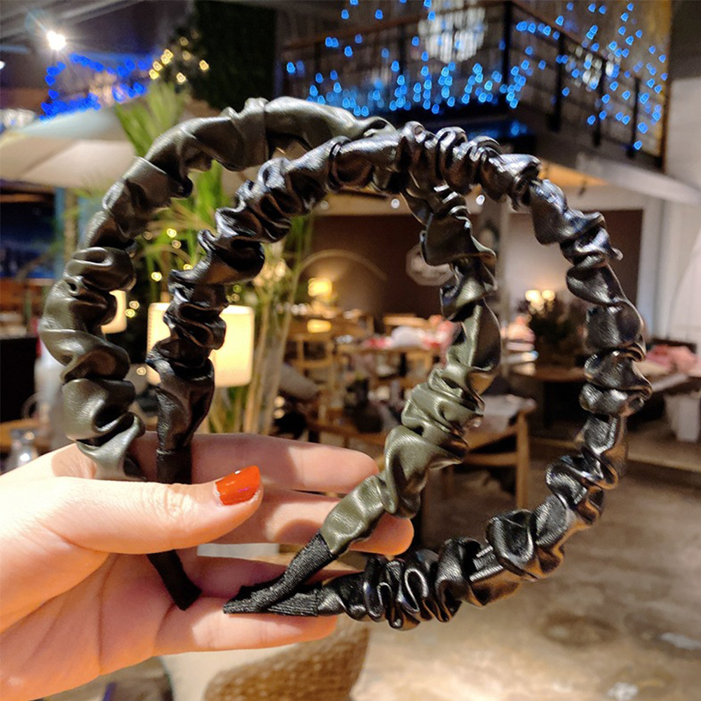 Cài Tóc Da Pu Màu Trơn Thiết Kế Đơn Giản Phong Cách Vintage Cho Nữ Nhiều Màu Sắc 2life