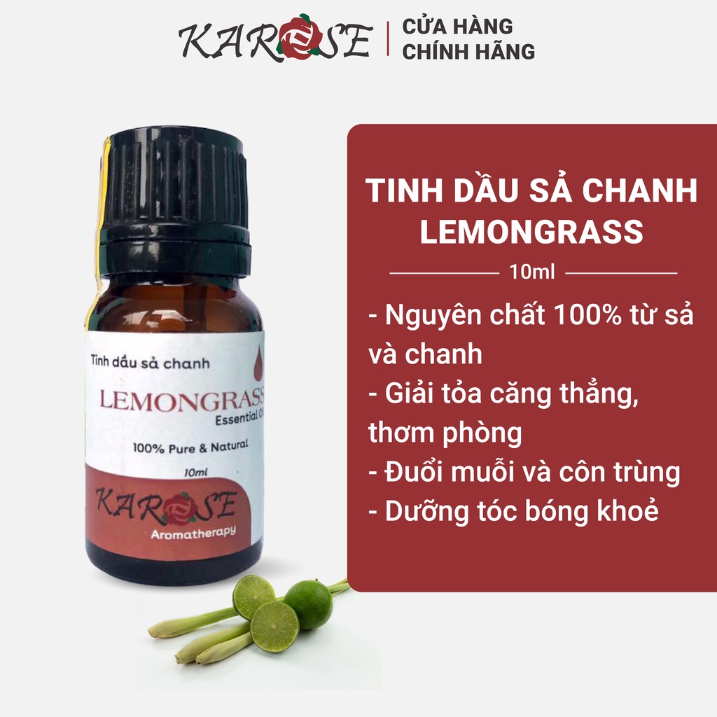 Tinh dầu SẢ CHANH cao cấp giải tỏa căng thẳng, thơm phòng (DATE MỚI NHẤT, 10ml)