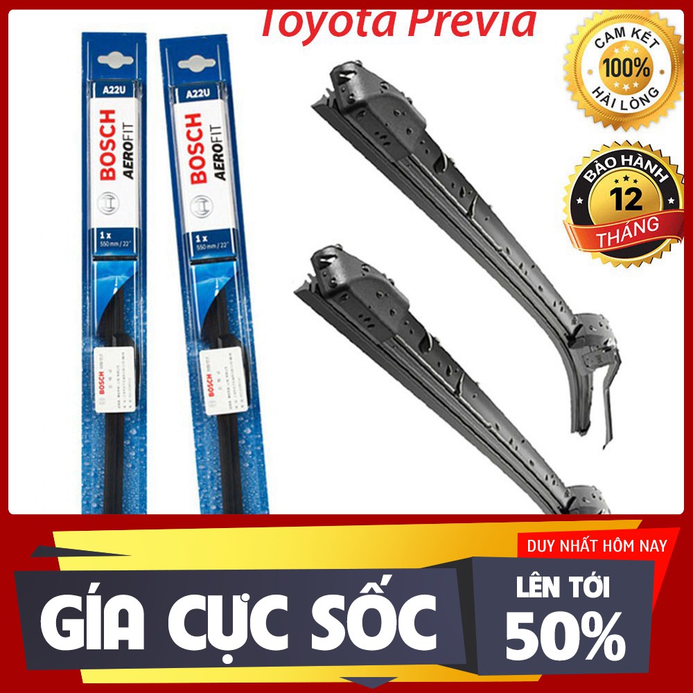 [GẠT MƯA Ô TÔ] Gạt mưa xe Toyota Previa gạt mềm không xương chính hãng Bosch ( Giá 1 đôi )