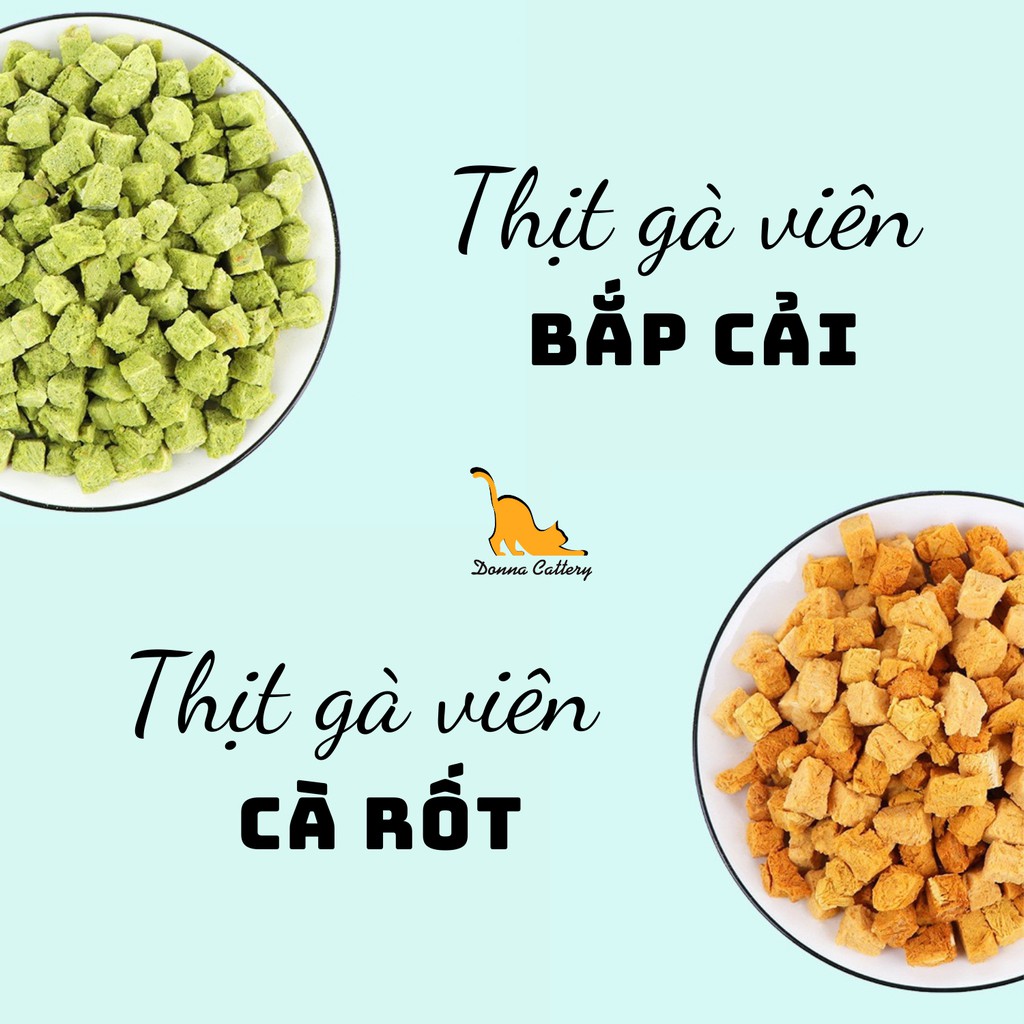 VIÊN THỊT GÀ RAU CỦ SẤY KHÔ BỔ SUNG CHẤT XƠ CHO CHÓ MÈO GÓI 100g