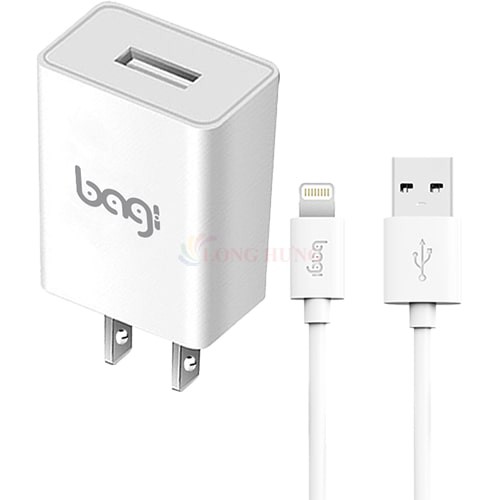 Combo cốc sạc Bagi 1A 1USB + Cáp Lightning 1m CB-I52 - Hàng chính hãng