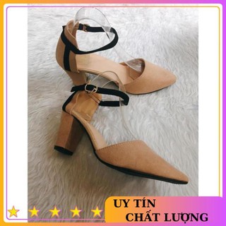 [ HÀNG CAO CẤP Giày gót vuông bít mũi.
