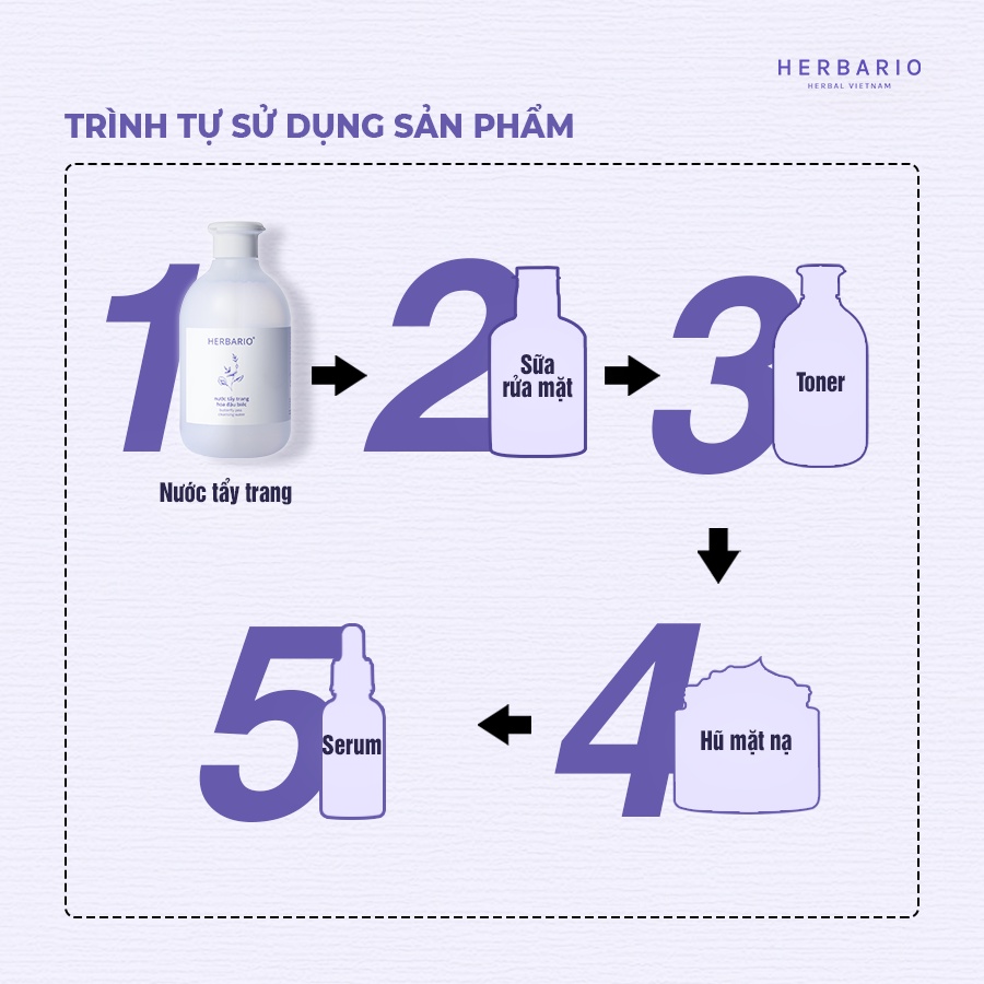 Nước tẩy trang Hoa Đậu Biếc herbario 300ml thuần chay cấp ẩm, chống lão hóa