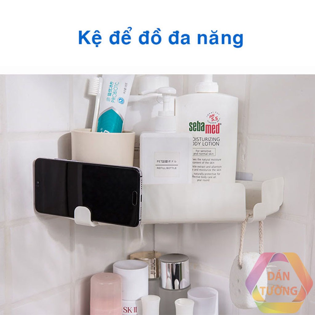 Kệ dán tường treo đồ đa năng GÓC tam giác CAO CẤP chịu lực 5kg MDT để mỹ phẩm , gia vị bếp , dầu gội sữa tắm _K85