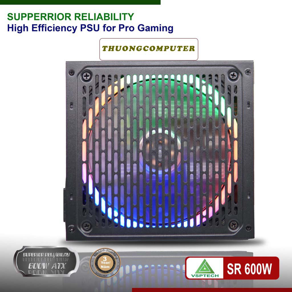 &lt;NEW&gt; Nguồn VSP SR600 Gaming (600W LED)- NGUỒN CÔNG SUẤT THỰC