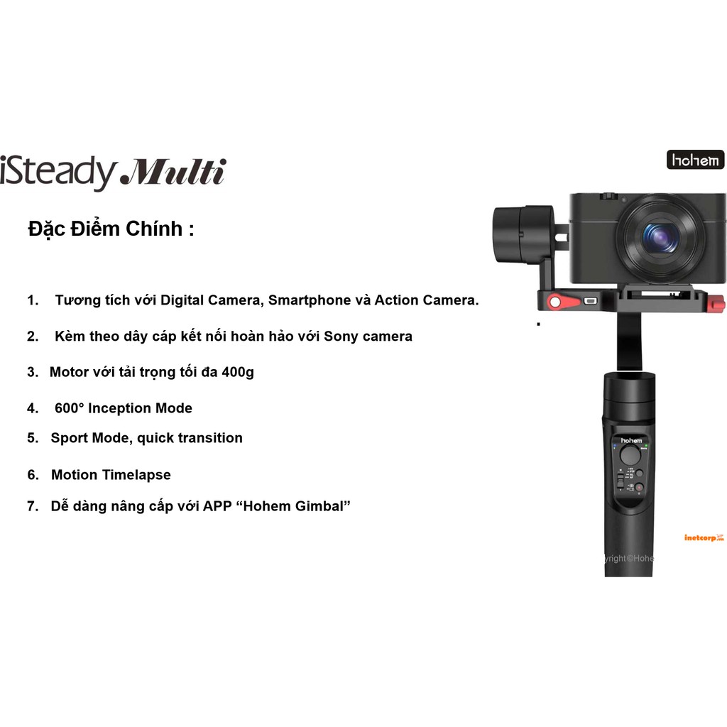 Hohem iSteady Multi - Chông rung ba trục đa năng cho điện thoại, action cam và compact camera